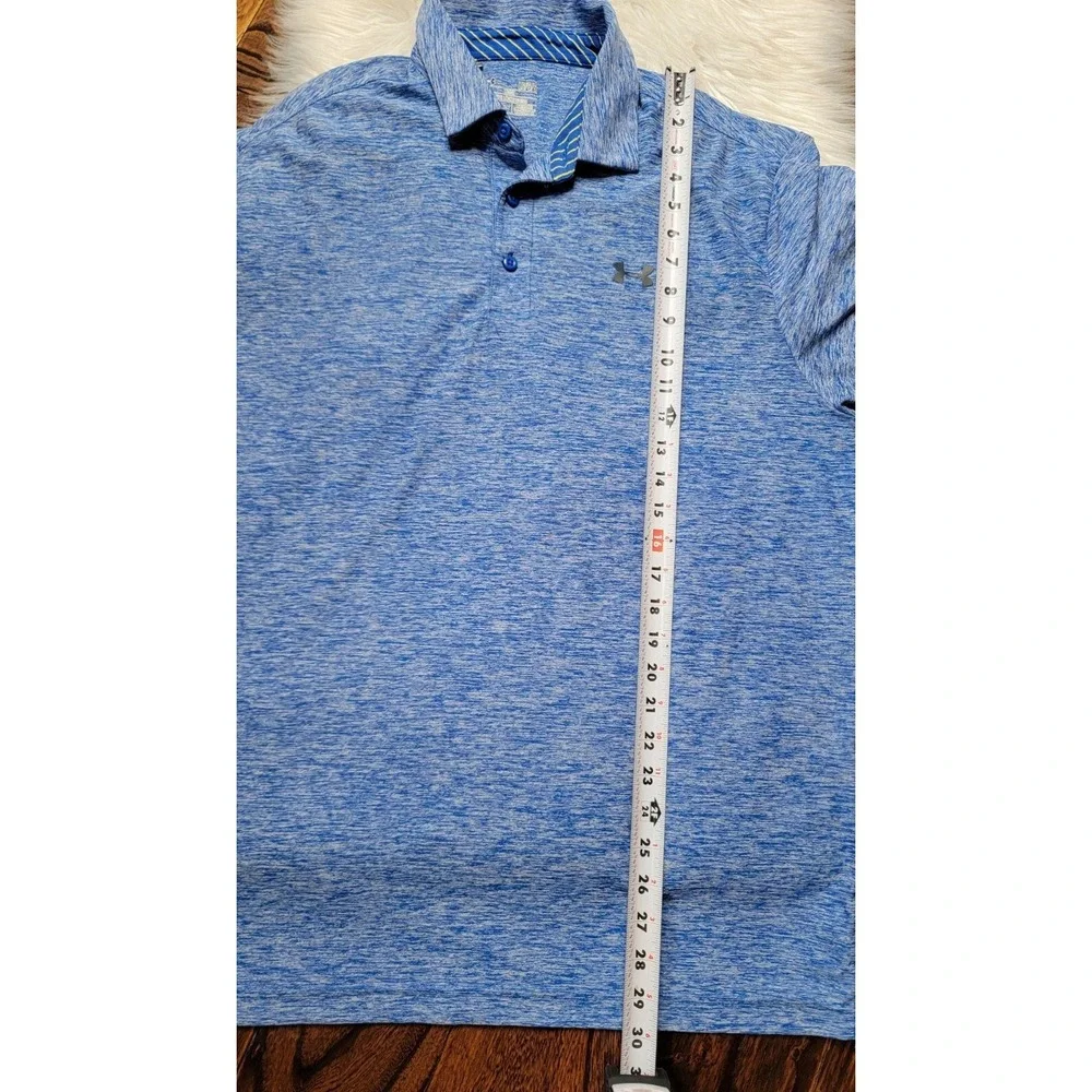 Under Armour Short Sleeve Polo Heatgear Loose Fit Men's size Large Heather Blue - Picture 6 of 8